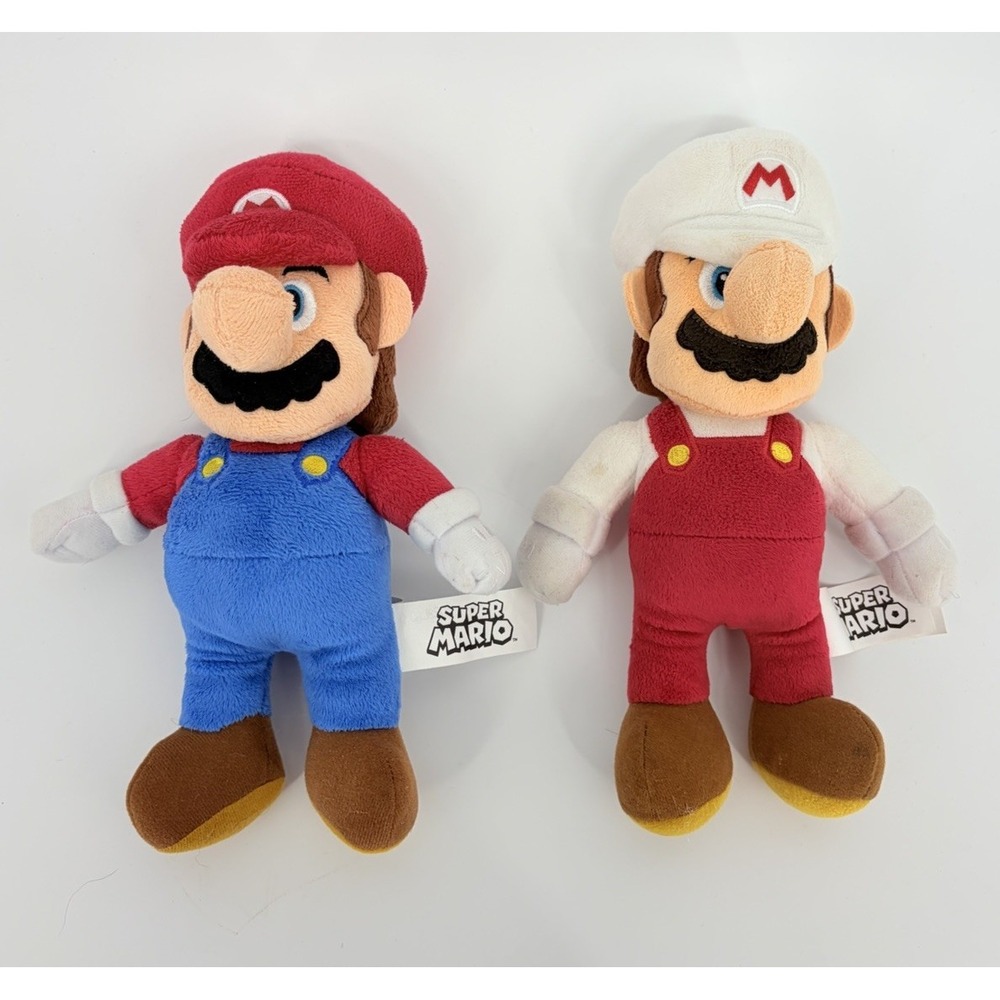Super Mario Plush Fire Mario Red and White 9" Nintendo 2022